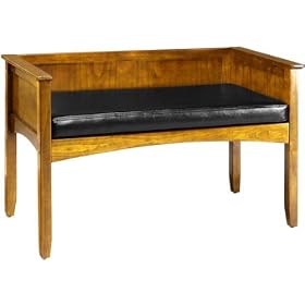 Hawthorne Window Seat, BLACK LEATHER, OAK by Home Decorators Collection