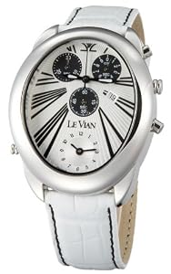 Le Vian Men's ZAG 93 Duo Chronograph White Leather Watch by Le Vian