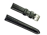 BANDA WYOMING BUFFALO LEATHER CHRONOGRPAH SPORT PANERAI BREITLING WATCH BAND STYLE DESIGN-REAL ITALIAN CALF LEATHER-24 mm BLACK COLOR