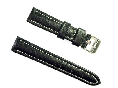 BANDA WYOMING BUFFALO LEATHER CHRONOGRPAH SPORT PANERAI BREITLING WATCH BAND STYLE DESIGN-REAL ITALIAN CALF LEATHER-24 mm BLACK COLOR