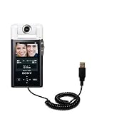 Coiled USB Cable for the Sony bloggie MHS-PM5 Mobile HD Snap with Power Hot Sync and Charge capabilities - uses Gomadic TipExchange Technology
