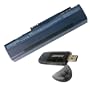 Acer Aspire One Replacement Laptop Notebook Battery fits UM08A31 UM08A51 UM08A71 UM08A72 UM08A73 UM08A74 UM08B31 UM08B71 UM08B72 UM08B73 UM08B74 LC.BTP00.017 LC.BTP00.018 934T2780F w/ a AGPtek� USB 2.0 SD Card Reader [ 7200mAh 9 cells Black ]