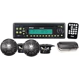 PYLE PLCD7MRKT Waterproof Marine AM/FM/CD Player Receiver with 4 X 5.25-Inch Speakers and Splash Proof Radio Cover (Black)
