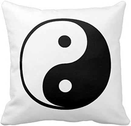 Yin Yang Black And White Illustration Template Throw Pillow Case