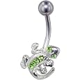 Peridot Green Lizard Belly Button Navel Rings