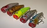 5 Top Water Popper Plugs (Set of 5 Lures) - Fishing Lure Set T5E