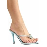 4.5 inch Heel Sandal Ladies Size Shoe With Rhinestone Butterfly and Thong Strap by SexyBlvd