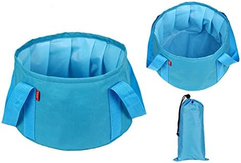 15L Nylon Fiber Foldable Leak-proof Footbath Pail with Self-fabric Carry Pouch (Blue)