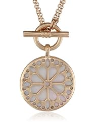 NINE WEST VINTAGE AMERICA "Open Sea" Worn Gold Tone Mother-Of-Pearl Convertible Pendant Necklace, 32"