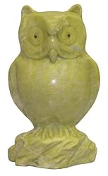 Owl - yellow flower stone, hand carved