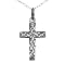 10K White Gold Filigree Cross Necklace