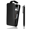 Supergets Samsung Galaxy Ace S5830 Premium Black Top Flip Leather Case with Touch Screen Stylus And Includes Screen Protector And Polishing Cloth