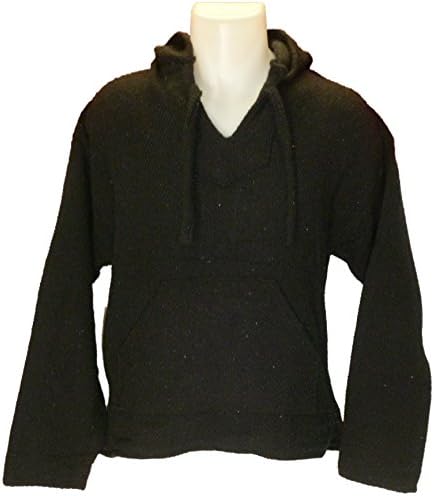 Mexican Poncho Baja Hoodie Pullover by QueBaja - Black (Large)
