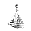 14kt White Gold Boat Yacht Charm Pendant