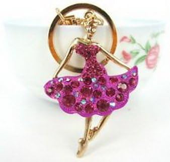 Khaopan Keyring- New Ballet Girl Lady Pendent Charm Key Ring Rhinestone Crystal HandBag KeyChain