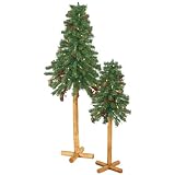 24/36 Pre-Lit Alpine Christmas Tree 2-Piece Set with Berries - Clear Lights