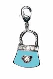 Charm Clip - P18 - Crystal Heart Purse ~ Aqua