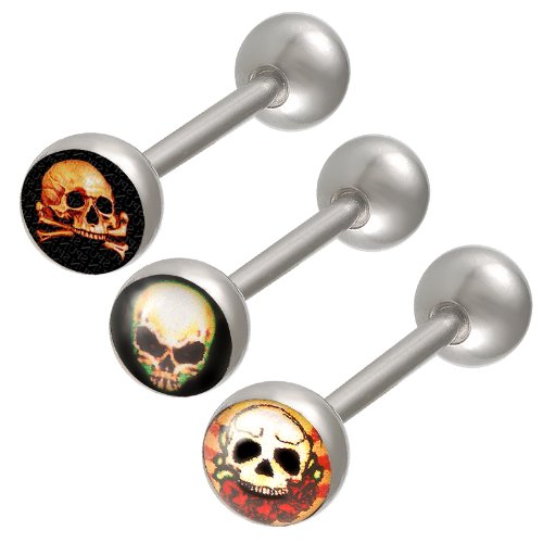 3Pcs 14g 14 gauge 1.6mm 16mm steel tongue rings straight barbell piercing bars tounge Body Jewelry BBBQ