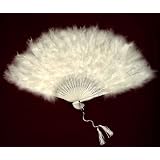 Large White Feather Hand Fan for costume, halloween, party, dance