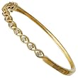 14K Yellow Gold Open Twist Seven Diamond Bangle Bracelet
