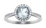 10k White Gold, March Birthstone, Aquamarine and Diamond Ring, Size 6