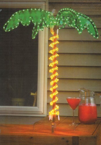 30″ Lighted Tropical Holographic Rope Light Palm Tree with Brown Trunk