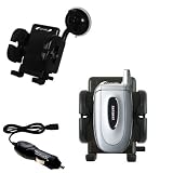 Samsung SGH-X450 Flexible Auto Windshield Holder with Car Charger - Uses Gomadic TipExchange