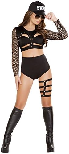 SWAT Team Girl Halloween Costume - Black - Large