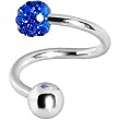 Blue Austrian Crystal Evolution Spiral Belly Ring
