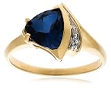 10k Yellow Gold Trillion-Cut Lab-Created Sapphire Ring w/ Diamond Accent, Size 7