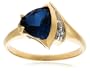 10k Yellow Gold Trillion-Cut Lab-Created Sapphire Ring w/ Diamond Accent, Size 7