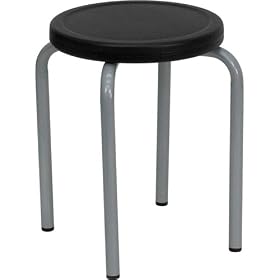 Flash Furniture Stackable Stool with Black Seat and Silver Powder Coated Frame by Flash