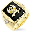 Men's Ring - Gold Plated with Sword on Top and Clear CZ on the Sides (Sizes 9-14)