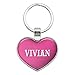 Metal Keychain Key Chain Ring Pink I Love Heart Names Male V - Vivian