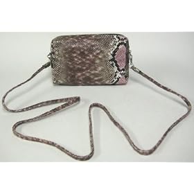 Pink Python Print Textured Evening Bag Wristlet Purse