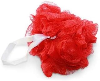 Mesh Pouf Bath Sponge Quality Soft (5 Pack) - RED