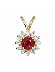 14K Yellow Gold Ruby and Diamond Pendant -- LIFETIME WARRANTY