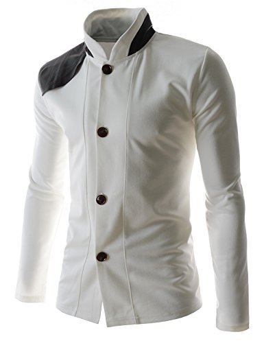 TheLees Mens Casual Slim Fit 2 Tone Button Cardigan