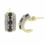 18K Gold over Stelring Silver Sapphire & Diamond Accent Oval Half Hoop EarringsEarrings