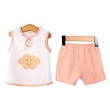 【SEBLES】ベビー 赤ちゃん 部屋着 ノースリーブ 短パン セット コットン 綿 オーガニック ソフトカラー 新生児 可愛い プリント 無地 ユニセックス 男の子 女の子(タイプH,73cm)