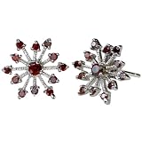 Sparkling Garnet Cubic Zirconia Snowflake Platinum Overlay CAREFREE Sterling Silver Stud Earrings