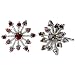 Sparkling Garnet Cubic Zirconia Snowflake Platinum Overlay CAREFREE Sterling Silver Stud Earrings