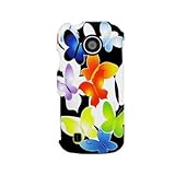 Hard Snap-on Shield RUBBERIZED BLACK With BUTTERFLY COLOR Design Faceplate  ....