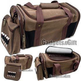Deluxe Leather Golf Shoe Bag w/ Mesh & Tee Holder