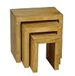 Homescapes - Dakota - Nest of 3 Tables - 46 x 30 x 46 cm - Oak Finish - 100% Solid Mango Hard Wood - ( No Veneer ) Hand Crafted Furniture by Homescapes