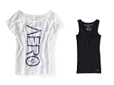 Aeropostale Womens; Juniors Aero's Graphic Boxy Tee Shirt Coordinated with Aero's Solid Boytank Top - Size
