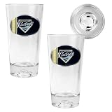 MLB San Diego Padres Two Piece Pint Ale Glass Set with Baseball Bottom - Oval Logo