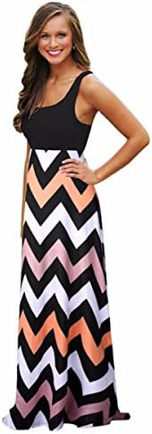 Sexy Scoop Neck Assorted Color Maxi BOHO Evening Party Dress Wave Printed Beach Dresses Sun Dress