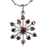 Sparkling Garnet Cubic Zirconia Snowflake Platinum Overlay CAREFREE Sterling Silver Pendant Necklace
