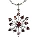 Sparkling Garnet Cubic Zirconia Snowflake Platinum Overlay CAREFREE Sterling Silver Pendant Necklace
